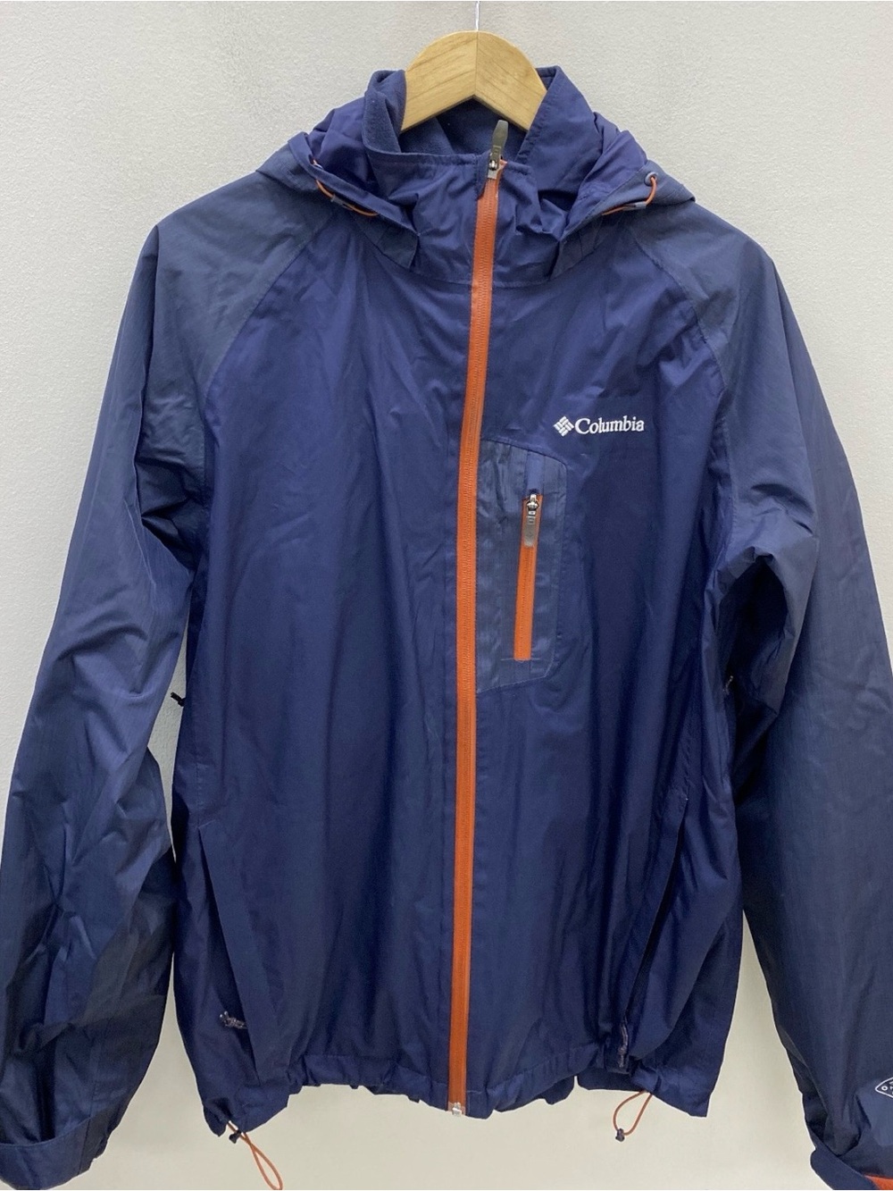 Columbia Navy Jacket with Orange Zipper Trim